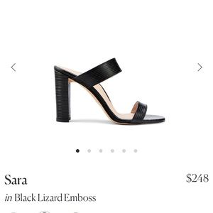 Inez Sara black lizard emboss sandals